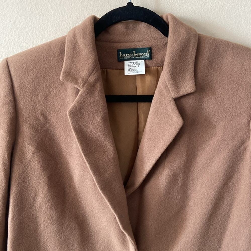 Tan Vintage Harve Benard Wool Cashmere Blazer Jacket Women's 6 90's Fall Winter - Picture 2 of 6